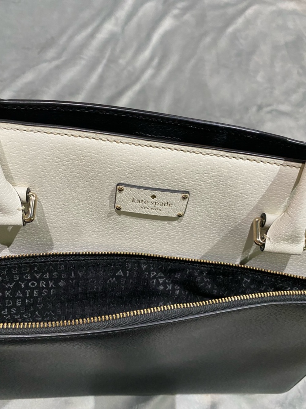 kate spade Two-Tone Black and Cream Structured Tote - Picture 16 of 16